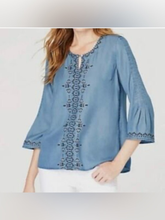 J. Jill Tops - J. Jill Chambray Denim Tunic Blouse Size Small